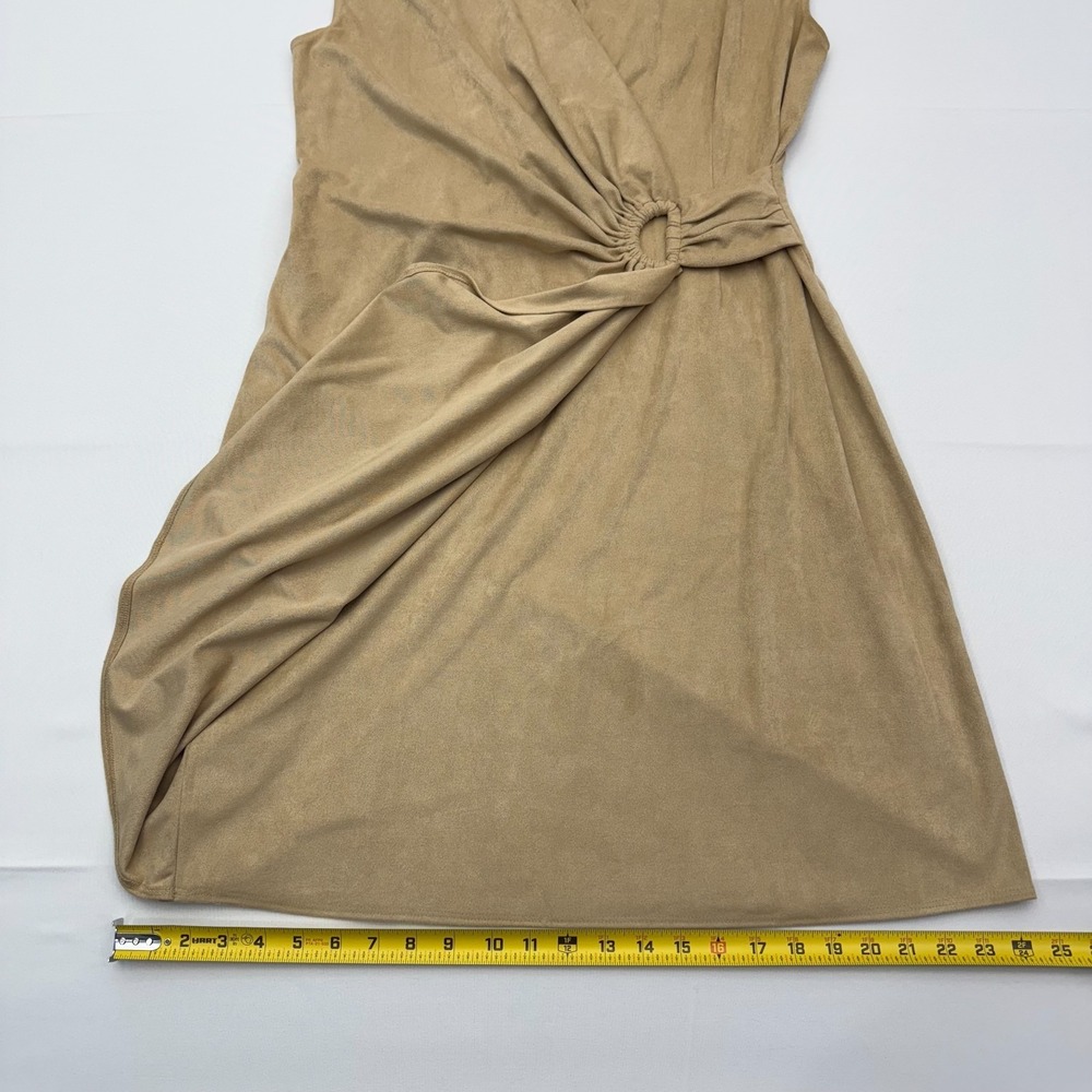 Tommy Bahama Clara Faux Wrap Dress Womens Medium Tan‎ Salina Sands Faux Suede - Picture 6 of 9